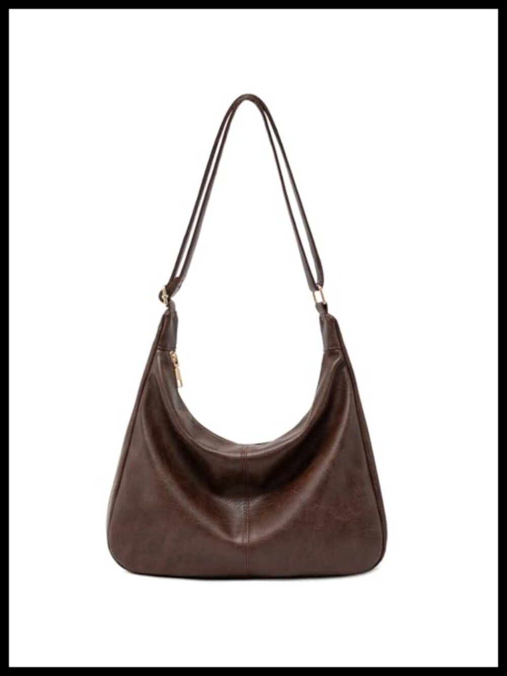 Vegan Leather Foldable Hobo Shoulder Bag Crossbody Purse